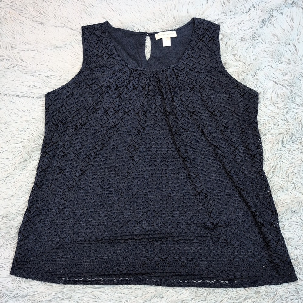Christopher & Banks Shirt Womens XL Blue Casual Comfort Blouse Sleeveless